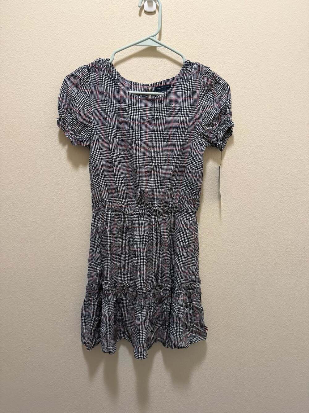 Tommy Hilfiger Girls Navy Blazer Plaid Short Sleeve Dress M/M/M (8/10)